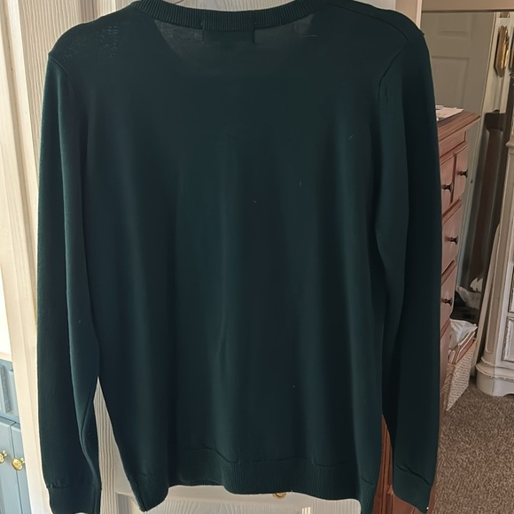 Vintage Equorian Heritage Emerald Green Lambswool Cardigan Sweater SZ M - Picture 4 of 6